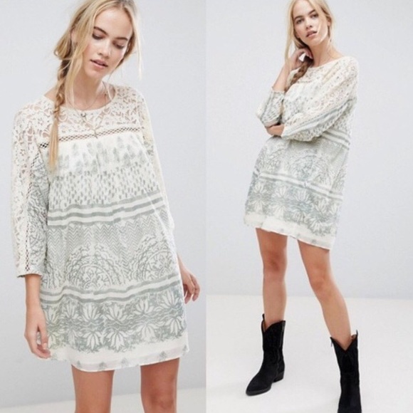 Free People Dresses & Skirts - Free People Sun Daze Boho Lace Mini Dress XL NWT